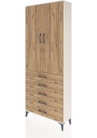 Resim Arges Dolap 2 Raflı 5 Çekmeceli Tek Askılı 88x30x221 Aytaşı-çam Aytaşı 