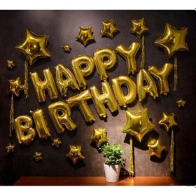 Resim Hapyy Birthday Yıldızlı Doğum Günü Konbini Gold Renk 