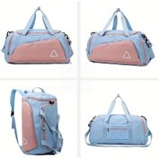 Resim Motion003 Mavi Pembe Unisex Spor Sırt Çantası - Büyük Kapasiteli Fitness Çantası Pembe Desenli Mavi 