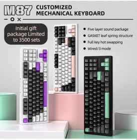 Resim Attack Shark M87 Rgb Kablosuz Şarjlı Üçlü Mod 4000mah Pbt Mekanik Klavye Mac Ve Win Uyumlu 