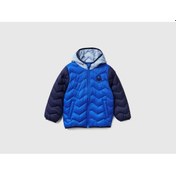 Resim Erkek Bebek Mavi Logo Detaylı Kapüşonlu Mevsimlik İnce Mont Mavi 