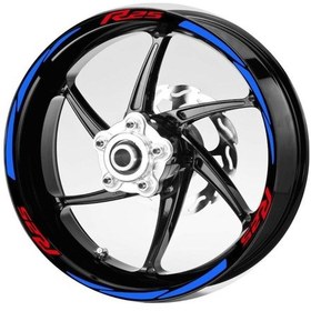 Resim Kırmızı-R25-Yazılı-3-Parçalı-Reflektif -Mavi-Jant-Şeridi 