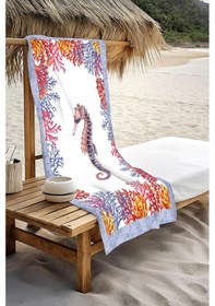 Resim Dijital Baskı Plaj Deniz Havlusu Deniz Atı Desenli Peştamal Hvl0110 Renkli 