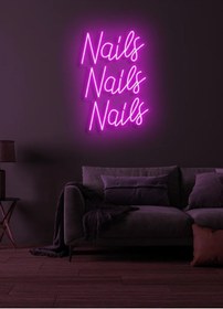Resim BİZ BU İŞİN KEYİF KISMINDAYIZ Nails Nails Nails Yazılı Neon Tabela 