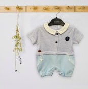Resim Bebek Önden Düğme Detaylı Üç Renk Tulum 