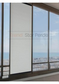 Resim Gri Honeycomb Plise %100 Isı Ve Işık Geçirmez Katlanır Cam Balkon Perdesi - Salon Perdesi-003 Gri 