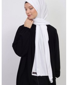 Resim Manolyaşal İslamic Hijab Tesettür Penye Şal - 70 X 180 / Beyaz Beyaz 