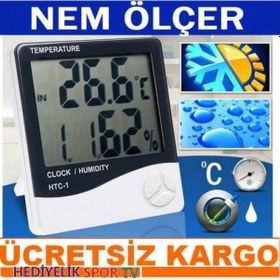 Resim Nem Ölçer Termometre Dijital Masa Duvar Saati 