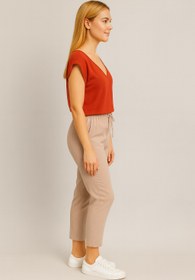 Resim Kadın Alian Beli Lastikli %100 Keten Beach Pantolon - Naturel - NATUREL / XS / 25 