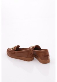 Resim Dgn 5604-2 Kadin Aksesuarli Loafer Ayakkabi Taba Floater 