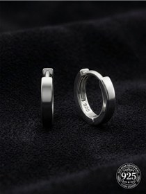 Resim 925 Ayar Gümüş Rodyum Kaplama Yuvarlak Unisex Halka Küpe - Çift 2x12mm 