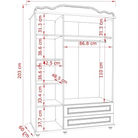 Resim Meltem Smart Kral Beyaz Bebek Odası Üç Kapılı Dolap 