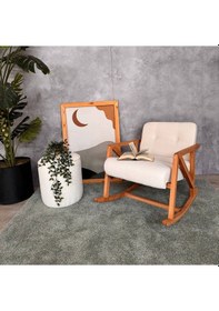 Resim Nini Sallanan Ahşap Berjer Beyaz 