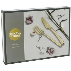 Resim Mikasa Moor Classico Gold 60 Parça 12 Kişilik Çatal Kaşık Bıçak Seti Altın 