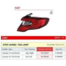 Resim Stop Lambası Sag Duysuz Fıat Egea 15&gt Sedan Mars M510303 