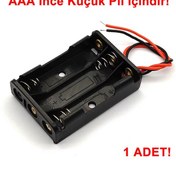 Resim 3lü Aaa Pil Kutusu Yuvası İnce Küçük Tip 3 Tane 1.5v Pil Dc 