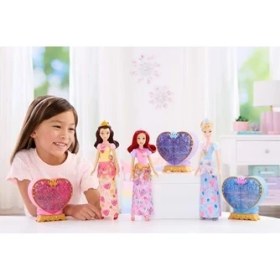 Resim Mattel Filmden Ilham Alan Mattel Prensesi Belle Bebek, Aksesuarlar, Kalp Şeklinde Değerli Taş Kutusu ile Çocuk Yüzüğü Dahil 8 Sürpriz ve 9 Parça, JHL51 