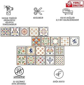 Resim Tink Kendinden Yapışkanlı Oyun Desenli Pvc Karo, Yapışkanlı Fayans Kaplama, Fayans Çıkartması, Zemin Duvar Karosu 15x15 cm (10 Adet/0,225 m2) 