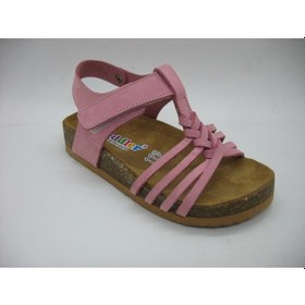 Resim Toddler 01218 Doğal Deri Mantar Taban Örgülü Sandalet 26-30 Pembe 