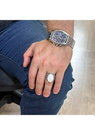 Resim Doğal İnci Taşlı Yüzük, 925 Ayar Sert Gümüş Yüzük Erkekler İçin, Farklı Yüzük Gümüş 
