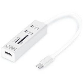 Resim Digitus DA-70243 USB 2.0 Tip C 3 Port Hub, Kart Okuyucu,3x USB 2.0.1xSD,1xMicroSD kart yuvası 