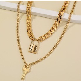 Resim Chavin 2 Katmanlı Taşlı Gold Alloy Zincir Kolye En26 
