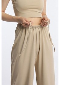 Resim Quhox Kadın Allegro Kumaş Oversize Pantolon Vizon 