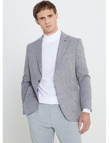 Resim Ac&Co / Altınyıldız Classics Erkek Slim Fit Dar Kesim Mono Yaka Desenli Torba Cepli Ceket - Gri 