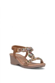 Resim Guja 26Y226 Kadın Taşlı Dolgu Topuk Sandalet Camel 