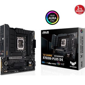 Resim ASUS TUF GAMING B760M-PLUS D4 5333MHz HDMI DP M.2 mATX 1700p 