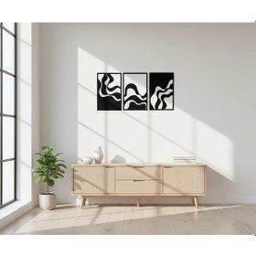 Resim 3 Lü Soyut Kıvrımlı Desen Metal Duvar Tablosu 