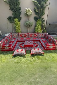 Resim mdhomecarpet Şark Köşesi Minder Takımı | Yer , Sırt Minderi, Etnik Desen, Salon ve Ev İçin 17 Parça Süngerli 
