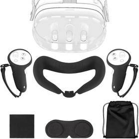 Resim Geekria VR Koruma Aksesuar Seti, Meta Quest 3 ile Uyumlu, Dokunmatik Kumanda Tutma Kapağı, Kamera Lensli VR Kabuk Kapağı, Silikon Yüz Kapağı, VR'yi Çoğu Yönden Koruyun (6 ADET, Siyah) 