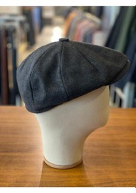 Resim Hamze Peaky Blinders Tarz İngiliz Model Kaşe Kumaş Kasket Şapka Füme 