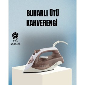 Resim Toyigoo 2200 Watt Buharlı Ütü Kahverengi Seramik Taban Şok Buharlı 