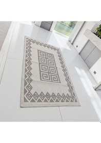 Resim Pamuklu Kaymaz Taban Dikdörtgen Banyo Paspası Yüksek Emici Pamuk Dokuma Bej 