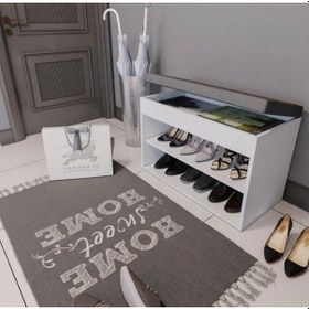 Resim Merlin Mobilya Side 2 Katlı Puf Oturaklı Ayakkabılık Antrasit - Beyaz 