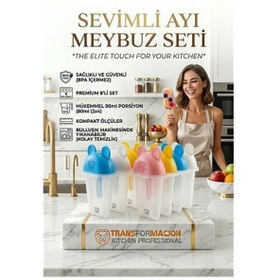 Resim Sevimli Ayıcık Figürlü 8'li Dondurma Meybuz Kalıbı Seti - Zindeliklı Ev Yapımı Lezzetler 723093 Renkli 