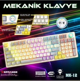 Resim WASHA SPRANGE MK-12 Rainbow Q Klavye RGB Oyuncu Klavyesi Gaming Klavye Işıklı Kablolu Klavye 