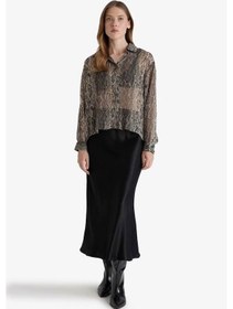 Resim Defacto A Kesim Normal Bel Saten Midi Siyah Kadın Etek B1867ax/bk27 Siyah 