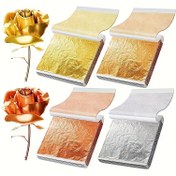 Resim 100 Yaprak Metalik Altın Folyo 7.49x8.0 cm - Premium Metalik Yüzey, Boyama, Scrapbooking, Hediye Paketleme & Şampanya Dekoru için - Çok Amaçlı DIY Sanat Malzemeleri, Takı Yapımı İçin Altın Süsler, Parlak Dokulu, Yansıtıcı Yüzey, Sanatçılar ve Ressamlar için 
