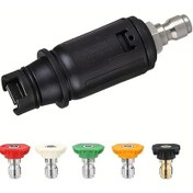 Resim Fochsia 1 Adet 6 Adet Yüksek Basınçlı Nozzle Seti Ayarlanabilir Püskürtme Başlığı 1 4 Quick Connect 3000psi 5 Renkli Su Jetli Araba Yıkama Makinesi 