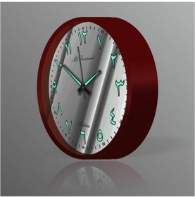 Resim Kırmızı Çerçeve Beyaz Zemin Arapça Farsça Fosforlu Duvar Saati Beyaz - Kırmızı 