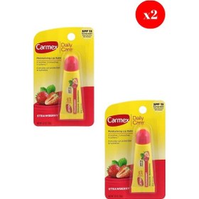 Resim Carmex Lip Balm Tüp Spf Çilek 10gr X2 Adet 