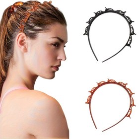 Resim 3 Adet Vintage Şık Oymalı Saç Bantları, Çift Katmanlı Tasarım ve Fiyonk Detaylarıyla, Plastik Malzeme, Kadınların Günlük Kullanımı İçin Mükemmel Saç Aksesuarı 