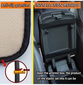 Resim 32x19cm Pu Karbon Fiber Deri Merkezi Kolçak Kutusu Kapağı Kaymaz Ped Siyah 