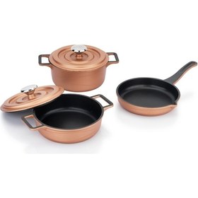 Resim Schafer Pro Cast Mini Döküm Tencere Seti 5 Parça-Rosegold 