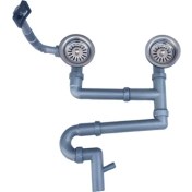 Resim Donau Çöpmak Çiftli Taşmalı S'li Gövde Taşmalı Lüx PASLANMAZ ÇELİK EVYE Sifonu 