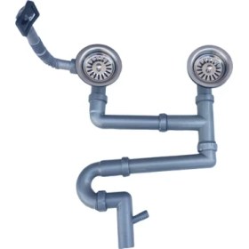 Resim Donau Çöpmak Çiftli Taşmalı S'li Gövde Taşmalı Lüx PASLANMAZ ÇELİK EVYE Sifonu 