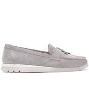 Resim Kadın Gri Süet Deri Comfort Loafer Derimod